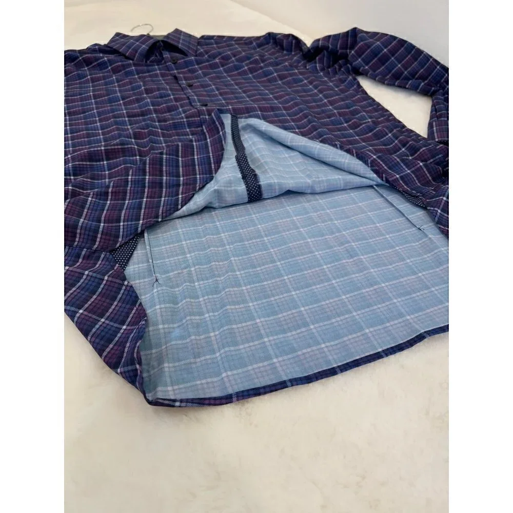 NWOT W.R.K Size 16 OMBRE 4 Way Stretch CHECK PERFORMANCE DRESS SHIRT MSRP $98